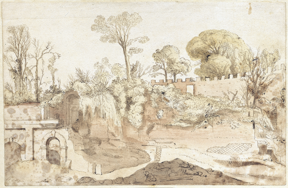 Cornelis Vroom (attributed to), Overgrown Ruins