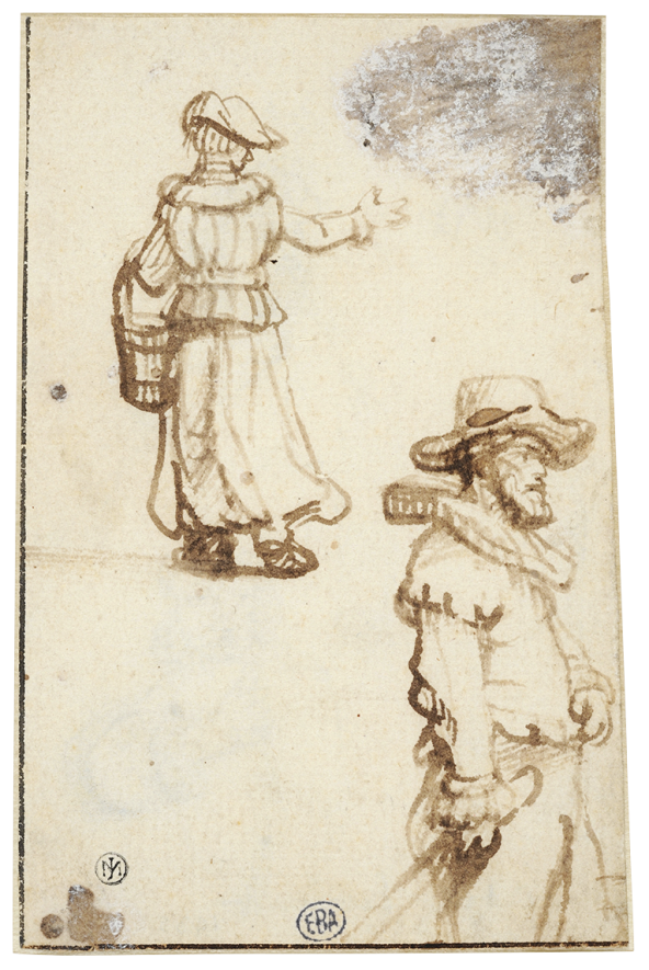 Samuel van Hoogstraten, Sheet of Studies with a Man and a Woman