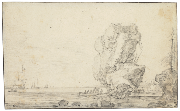Simon de Vlieger, Coastal Scene with Rock Formation