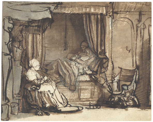Rembrandt, Interior with Saskia in Bed