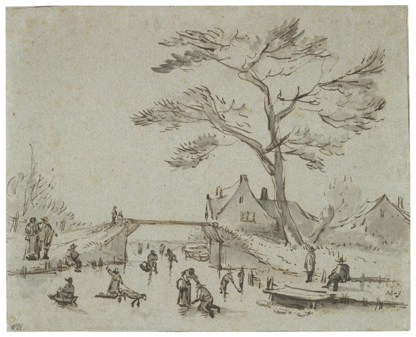 Anthonie van Borssom, Winter Landscape with Skaters