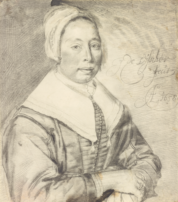 Jan de Visscher, Portrait of a Woman Wearing a Bonnet, with Her Hands Crossed
