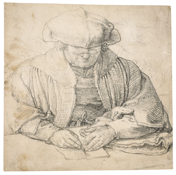 Lucas van Leyden, Man Drawing or Writing
