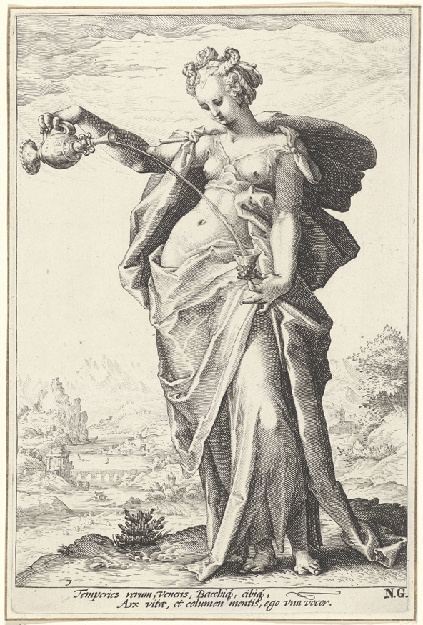 Jacob Matham (attributed to), after Hendrick Goltzius, Moderation (Temperantia)