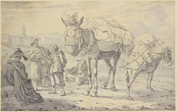Willem Romeyn, Figures with a Donkey and Mule