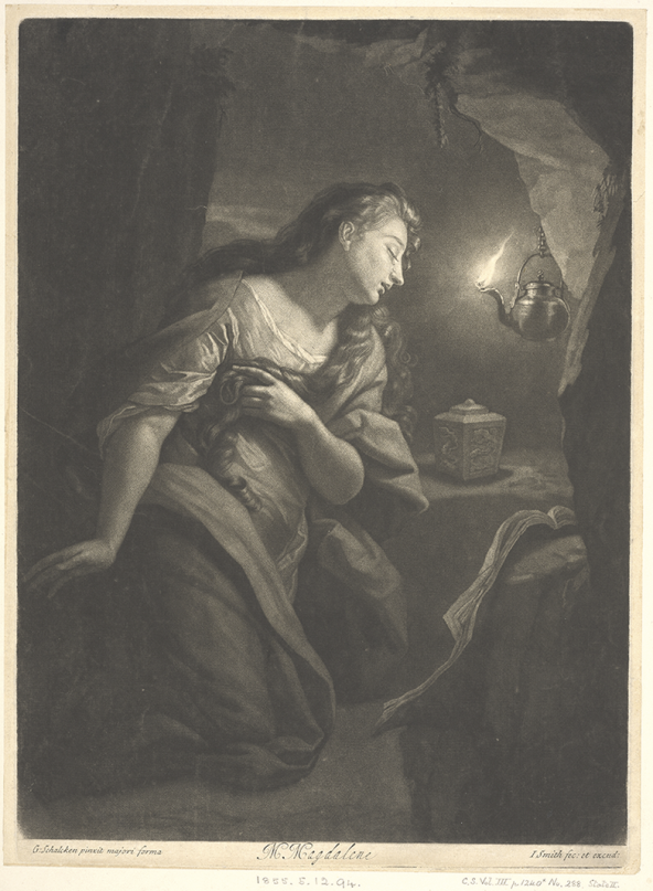 John Smith, after Godefridus Schalcken, Mary Magdalene by Candlelight