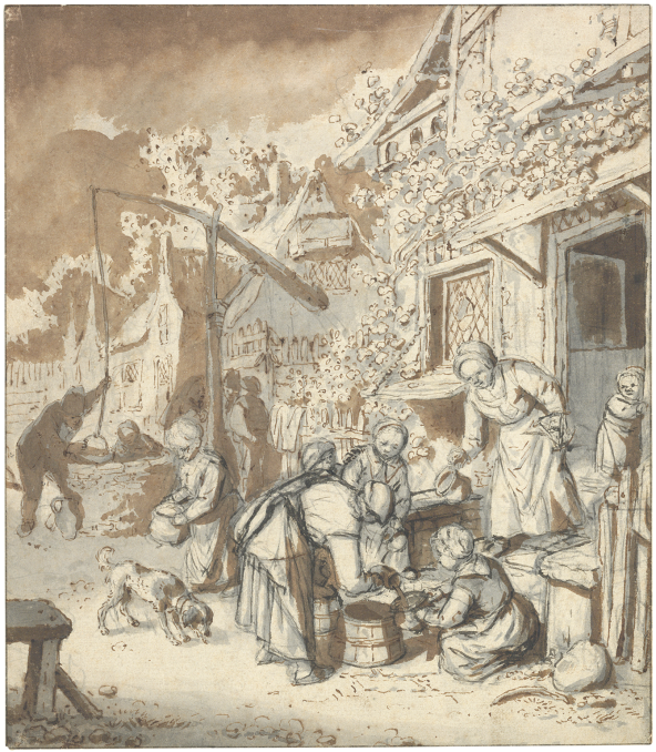 Adriaen van Ostade (probably retouched by Cornelis Dusart), The Milk Seller